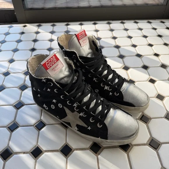 Golden Goose Black and Silver Sneakers - Picture 8 of 11